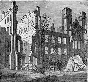 Ruins of the Houses of Parliament, after the fire in 1834, (c1850s). Creator: Unknown