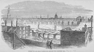 Ruins at London Wall from Carpenters Hall as the result of a fire in 1849