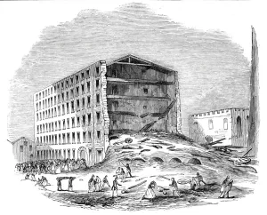 Industrial Accident Prints: Ruins of the Lower-House Mill, near Oldham, 1844. Creator: Unknown