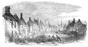 Possessions Prints: Ruins at Olney, after the recent fire, 1854. Creator: Unknown