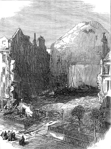 Semaine Sanglante Prints: The Ruins of Paris: the Theatre of the Porte St. Martin, 1871. Creator: Unknown