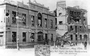 Easter Rising Prints: Ruins of the Rebel Headquarters, Anti-English Irish uprising, Dublin, May 1916