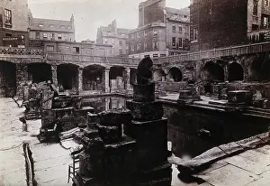 Bath And Northeast Somerset Prints: The ruins of a Roman bath in Bath, c1890. Creator: John Poole