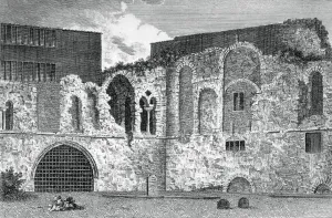 Ruins of the south transept, Church of St Bartholomew-the-Great, Smithfield, City of London, 1800