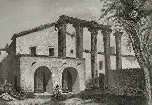 Sacred Prints: Ruins of the Temple of Diana in Merida, Extremadura, Spain, 1852. Creator: Unknown