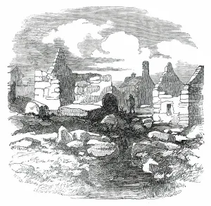Levelling Prints: Ruins in the Village of Carihaken, County of Galway, 1850. Creator: Unknown