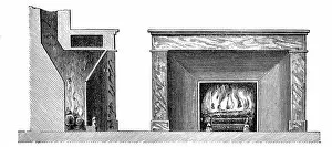 Rumford Gallery: Rumfords fireplace, c1880