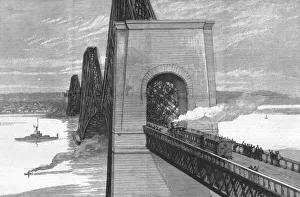 Firth Of Forth Scotland Prints: Running the first train over the new Forth Bridge, 1890. Creator: Unknown
