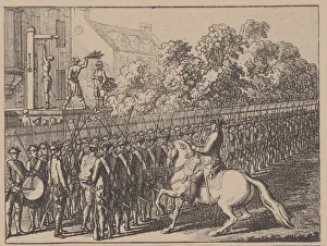 Running the gauntlet. Illustration from Elementartwerk by J. B. Basedow, 1774. Artist: Chodowiecki, Daniel Nikolaus (1726-1801)
