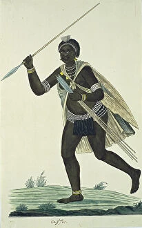 Stick Collection: Running Man Holding an Assegai in His Right Hand and Four Assegais in His Left, 1776-1795