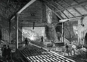 Smelting Prints: Running the molten iron into the pigs, c1880