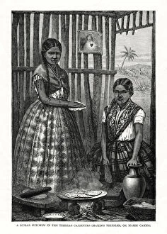 Images Dated 28th February 2006: A Rural Kitchen in the Tierras Calientes, Mexico, 1877