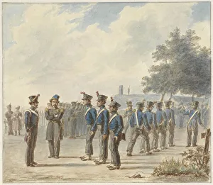 Recruits Prints: Rural militia, 1830, (1834). Creator: Gerret Jasink van de Poll