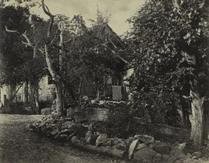 Rural Scene with Stone Building and Cross, c. 1857. Creator: Charles-Fortunat-Paul-Casimir Perier