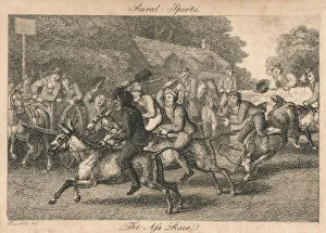 Hairbrush Prints: Rural Sports - The Ass Race, 1800. Creator: Unknown