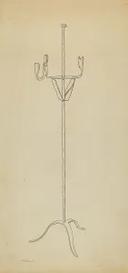Rush and Candle Stand, c. 1939. Creator: Irene Lawson