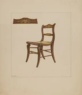 Wicker Prints: Rush Bottom Chair, c. 1937. Creator: Henry Meyers