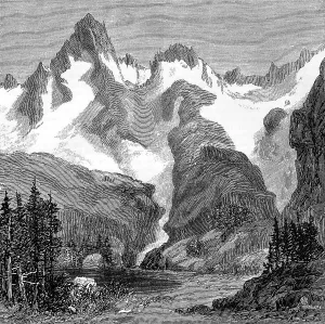 Rush Creek Glacier, on the eastern slopes of the Sierra Nevada, California, USA, 1875