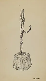 Rushlight Holder Prints: Rush Holder, c. 1939. Creator: Irene Lawson