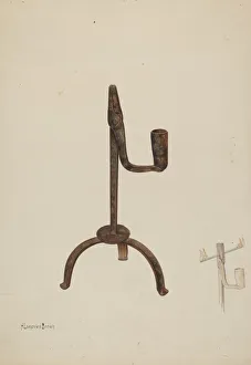 Rush Holder with Candle Socket, c. 1937. Creator: H. Langden Brown