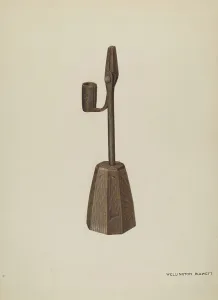 Blewett Wellington Prints: Rush Holder with Candle Socket, c. 1937. Creator: Wellington Blewett