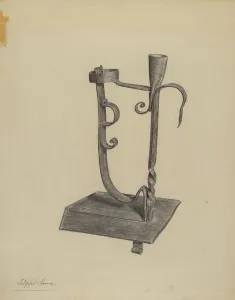 Rush Light and Candle Holder, c. 1938. Creator: Filippo Porreca