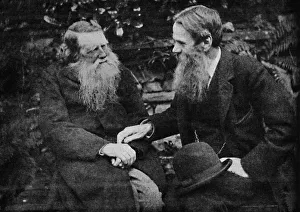 Elderly Prints: Ruskin and Holman Hunt Enjoy a Conversation On Art, c1925. Artist: Frederick Hollyer