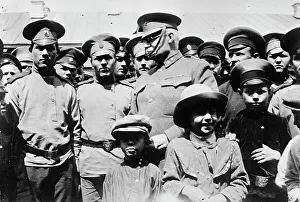 Scott Hugh Lenox Prints: Russia War Pictures - Children with General H.L. Scott, 1917. Creator: Unknown
