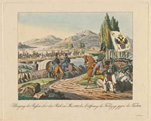 Classicism Prints: Russian army crosses the Pruth River into Moldavia on May 1828, 1829. Artist: Anonymous