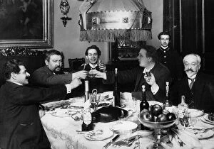 Russian author Alexander Kuprin with friends in Paris, 1930s