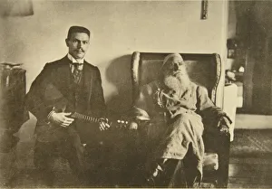 Boris Prints: Russian author Leo Tolstoy with the balalaika player Boris Troyanovsky
