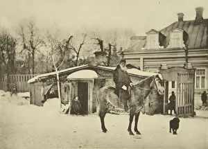 Images Dated 15th March 2011: Russian author Leo Tolstoy on horseback, Moscow, Russia, 1900s. Artist: Sophia Tolstaya