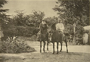 Russian author Leo Tolstoy riding in Yasnaya Polyana, near Tula, Russia, 1900. Artist: Sophia Tolstaya