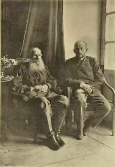Images Dated 15th March 2011: Russian author Leo Tolstoy with his son Leo, Russia, 1899. Artist: Sophia Tolstaya