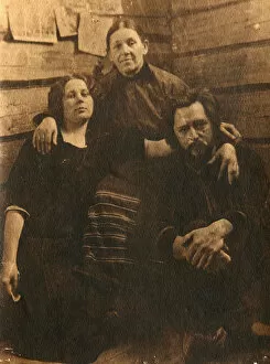 Russian author Leonid Andreyev with his mother and sister, early 20th century