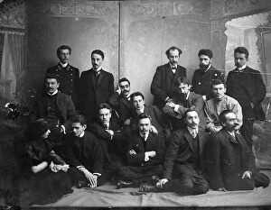 Russian author and poet Andrei Bely with symbolist authors, 1907