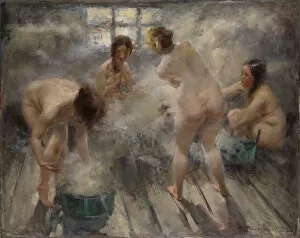 Nude Women Collection: In a Russian Banya, 1916. Artist: Tikhov, Vitali Gavrilovich (1876-1939)