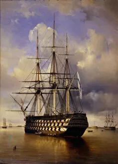 Russian battleship Imperator Aleksandr I (Emperor Alexander I), 1840. Artist: Perrot, Ferdinand Victor (1808-1841)