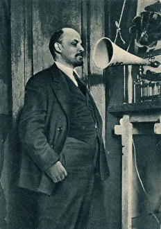Russian Bolshevik leader Vladimir Lenin at a radio recording in the Kremlin, Moscow, Russia, 1919 Russian Bolshevik leader Vladimir Lenin at a radio recording in the Kremlin, Moscow, Russia, 1919