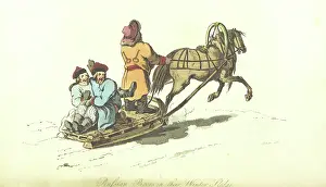Sled Prints: Russian Boors in their Winter Sledge, 1813. Creator: Robert Ker Porter