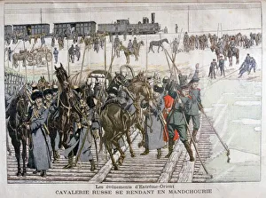 Delay Prints: Russian cavalry heading into Mandchourie, China, 1900. Artist: Eugene Damblans