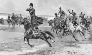 Russian Cossacks at drill, Russo-Japanese War, 1904-5
