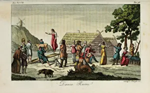 Merrymaking Prints: Russian dance. Illustration from Il costume antico e moderno o storia del governo? by Giulio Ferrario