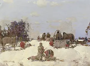 Hunters Prints: Russian Hunters, early-mid 20th century. Creator: Stepan Fedorovic Kolesnikov