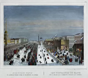Saint Petersburg Gallery: Russian Ice Mountain on the Admiralty Square in St. Petersburg, 1850s