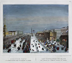 Amusement Collection: Russian Ice Mountain on the Admiralty Square in St. Petersburg, 1850s