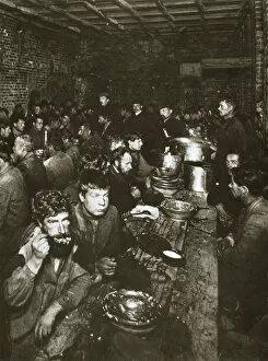 Dining Hall Gallery: Russian manual labourers eating a meal, late 19th century