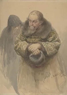 Pencil And Watercolour Prints: Two Russian Men, 1904. Creator: Klavdi Vasilevich Lebedev