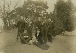 Russian Minister Pavlov and Mrs. Pavlov on Legation grounds at Seoul, c1904. Creator: Robert Lee Dunn