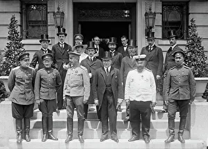Russian Mission To U.S. - Front: Lt. Dimitri Martinoff; Capt. Chutt; Lt. Gen. Roop... July 1917. Creator: Harris & Ewing. Russian Mission To U.S. - Front: Lt. Dimitri Martinoff; Capt. Chutt; Lt. Gen. Roop... July 1917. Creator: Harris & Ewing